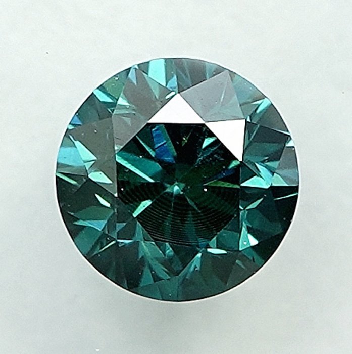 鑽石 - 0.49 ct - 明亮型 - Fancy Deep Greenish Blue - SI2