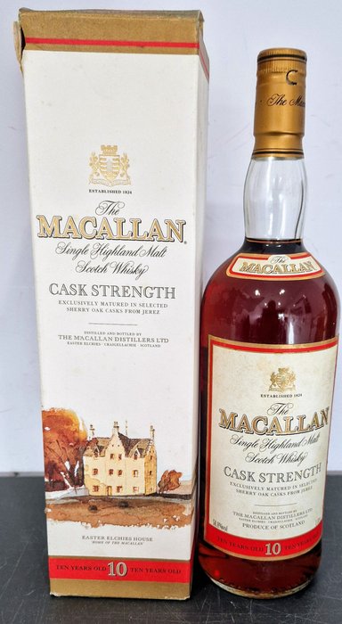Macallan 10 years old - Cask Strength - Original bottling  - b. sfârşitul anilor 1990 începutul anilor 2000 - 1.0 Litru