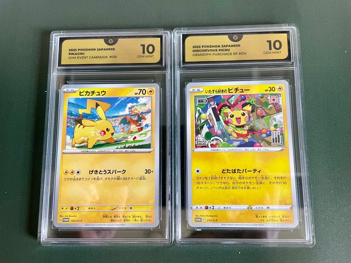 Pokémon - 2 Graded card - Pikachu - GG 10