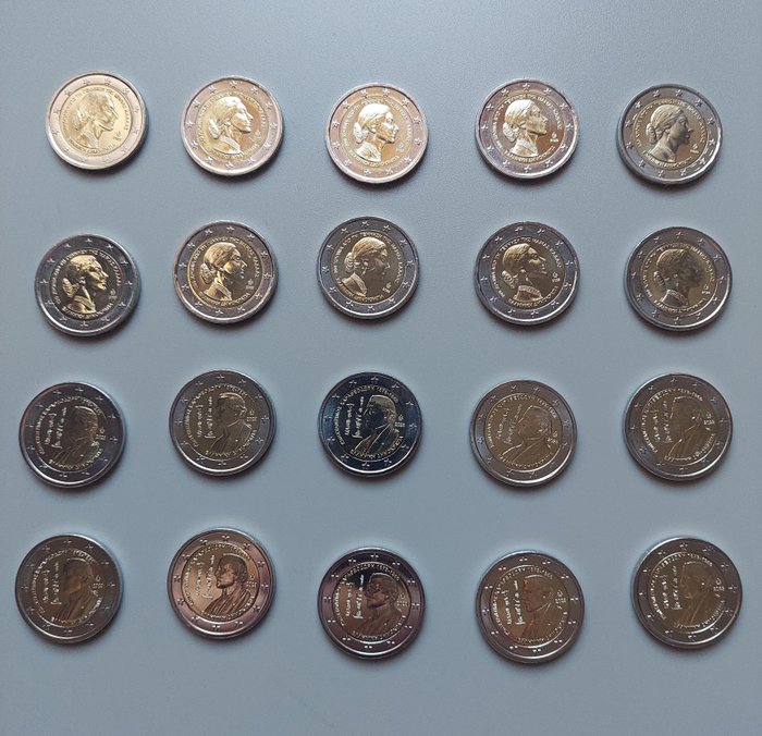 希腊. 2 Euro 2023 "Maria Callas" + "Constantin Caratheodory'' (20 coins)  (没有保留价)