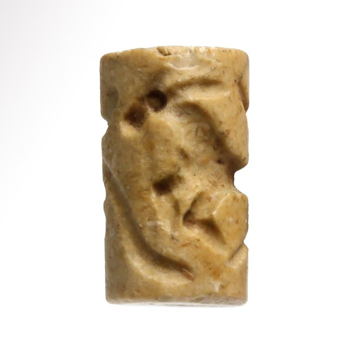 Mesopotamiană Jasp galben Sigiliu cilindru de jasp galben cu animal cu coarne