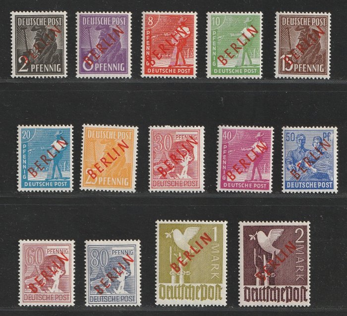 Berlin 1949 - Komplette Serie mit rotem Berlin-Aufdruck - Michel 21/34