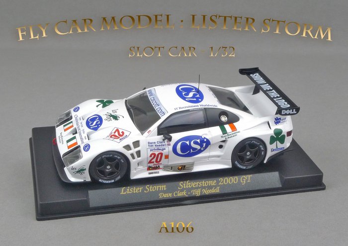 Fly Car Model : A106 - Lister Storm (Jaguar) - Silverstone 2000 GT - Scale  1:32 - Vájatvezetéses autóversenypálya