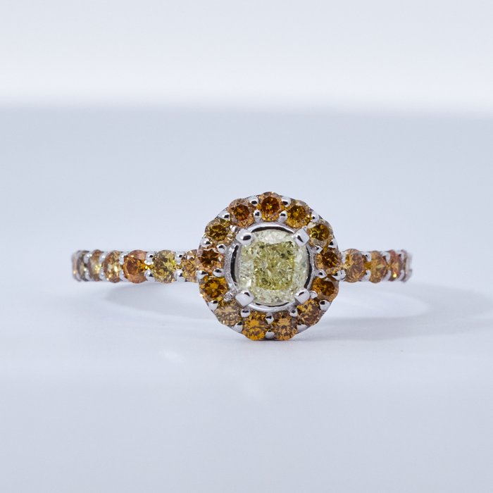 Fără preț de rezervă - Inel Aur alb Diamant  (Natural) 