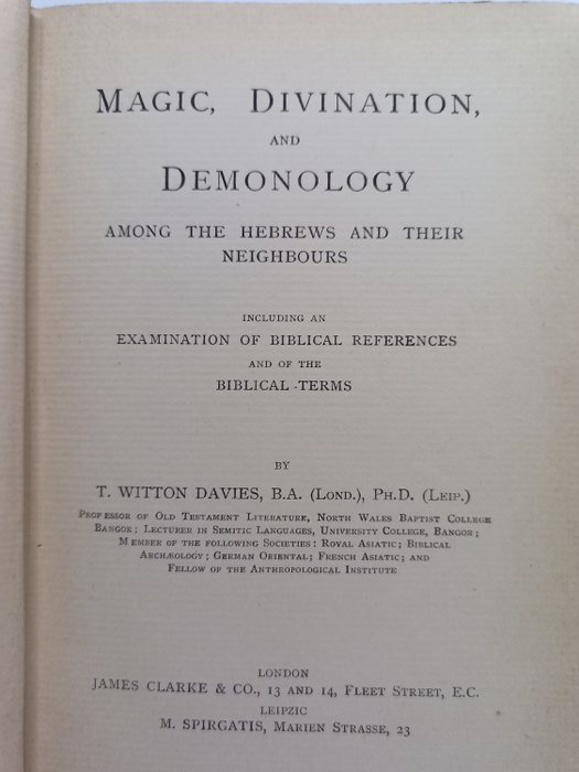 Thomas Witton Davies - Magic, Divination, and Demonology among the Hebrews and their Neighbours, including an Examination - 1890