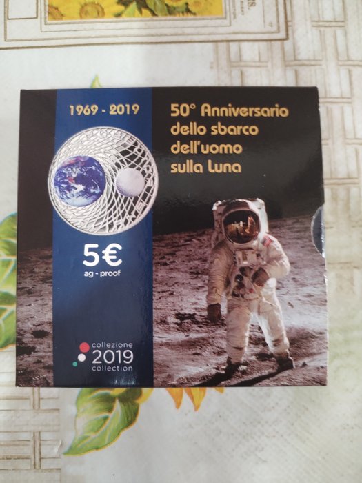 Italien. 5 Euro 2019 "Uomo sulla Luna" Proof
