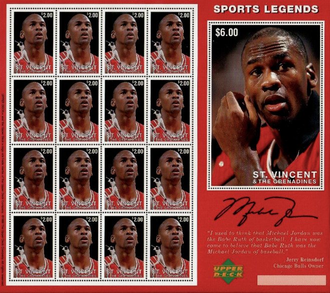 1996 - Platforma superioară - Michael Jordan - St. Vincent & The Grenadines - Stamps Sheet - Michael Jordan - 1 Mixed collection