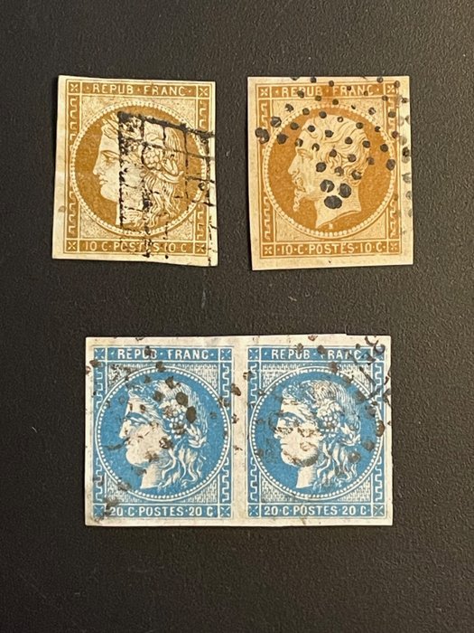 Frankreich  - 1850/1870 Ceres und Napoleon III Nr. 1, 9 und 45B. - Yvert