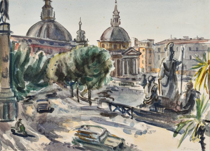 Jan Sluijters Jr. (1914-2005) - Piazza del populo, Rome