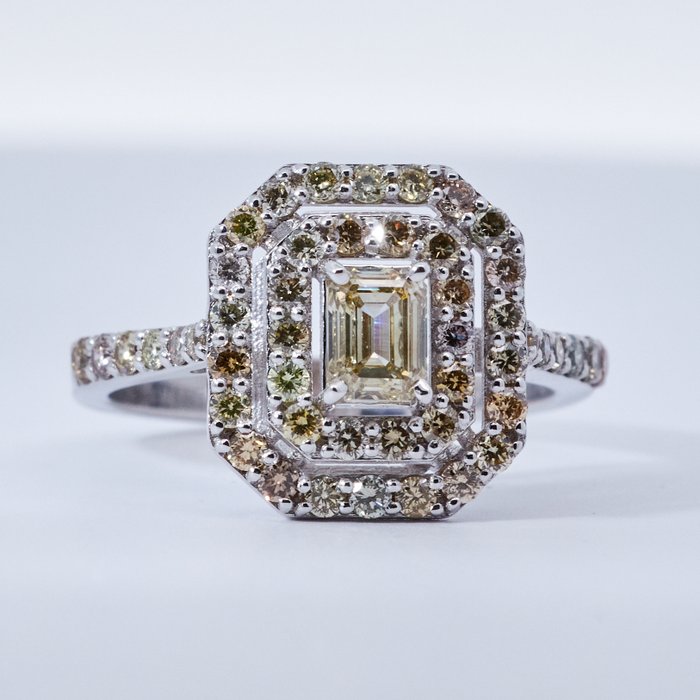 Ohne Mindestpreis - Ring Weißgold Diamant  (Natürlich) 