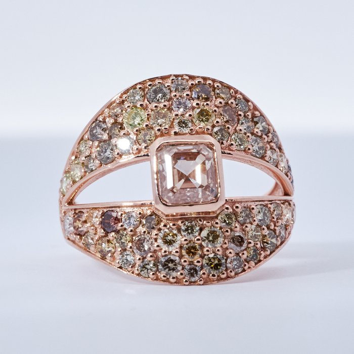 χωρίς τιμή ασφαλείας - Δαχτυλίδι Ροζ Χρυσό Διαμάντι  (Φυσικό) 