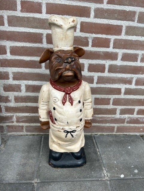 雕像 - Karaktervol beeld van chef-kok met hondenkop -  (1) - 木