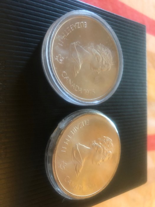 加拿大. Elizabeth II. A lot of 2x Silver Montreal Olympic 10 dollar coins 1976 (ASW 2.98 troy oz, 84,5 grams pure silver)  (没有保留价)