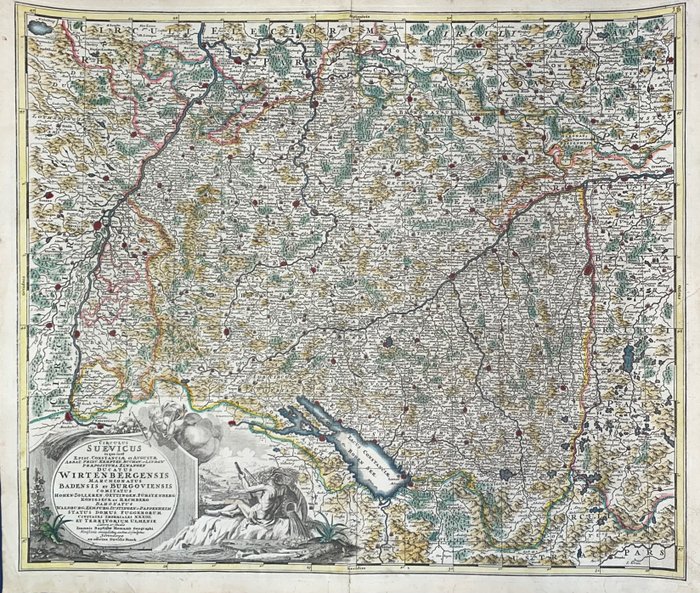 Europa, Mappa - Germania / Francia; Johann Baptist Homann / David Funck - Circulus Suevicus in quo sunt Episc. Costanciae et Augustae ….Ducatus Winterbergensis marchionatus - 1721-1750