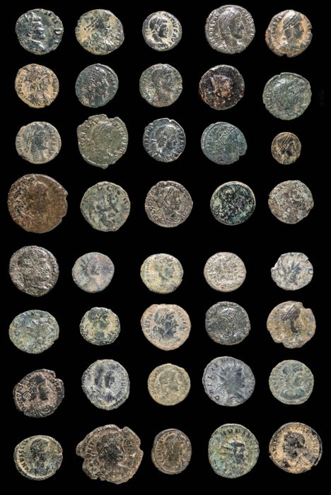 罗马帝国. Lote 40 monedas acuñadas entre los siglos III - IV d. C.  (没有保留价)