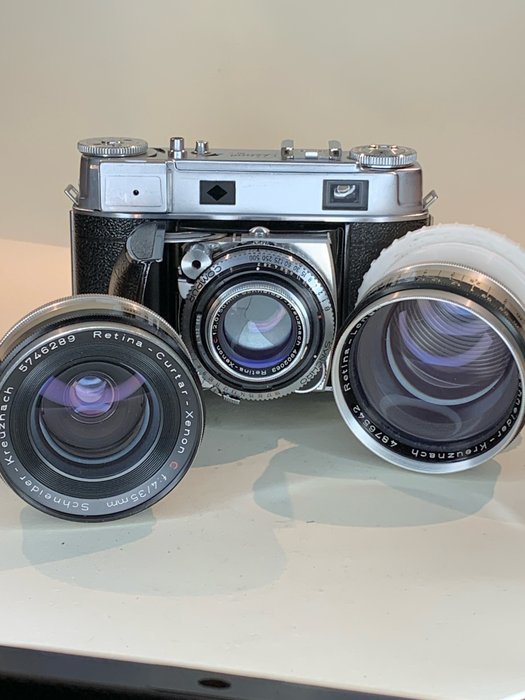 Kodak Retina III c met Xenon f:2,0 / 50 mm en 2 extra lenzen! Analoge Kamera