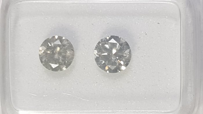 2 pcs Diamante - 0.72 ct - Briliant - galben modern - SI2, SI3