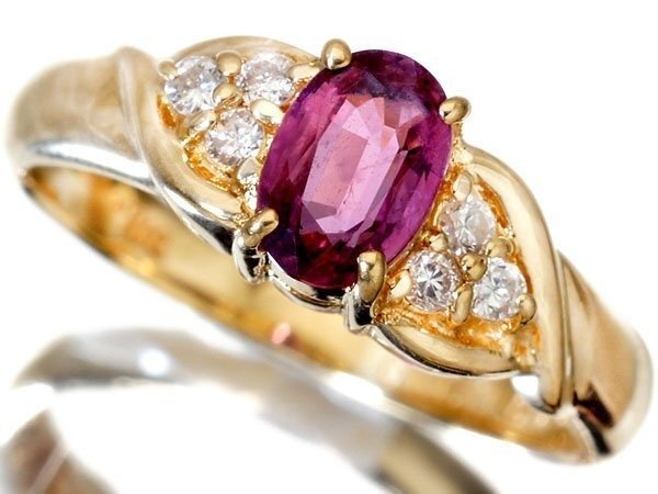 Ring K18 Gelbgold Rubin - Diamant 