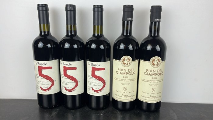 2012 x3 Podere Le Boncie "Il Cinque" & 2019 x2 Montevertine, Pian del Ciampolo - 托斯卡纳 - 5 Bottles (0.75L)