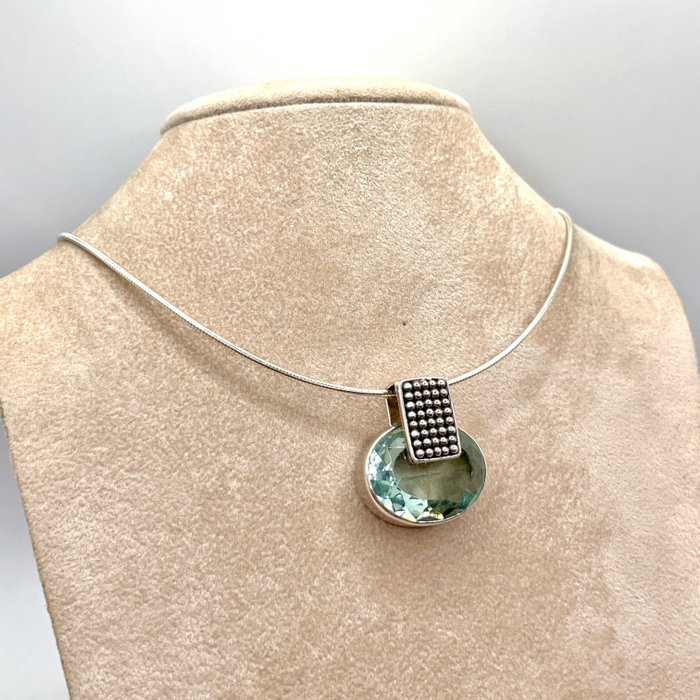 Ohne Mindestpreis - Obsidian (volcanic Glass) - Halskette mit Anhänger Silber 