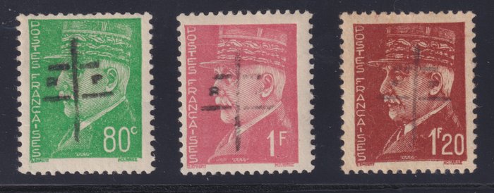 法國 1944 - 瑟堡解放郵票 3 至 5，新**和新* 非常漂亮。 - Mayer