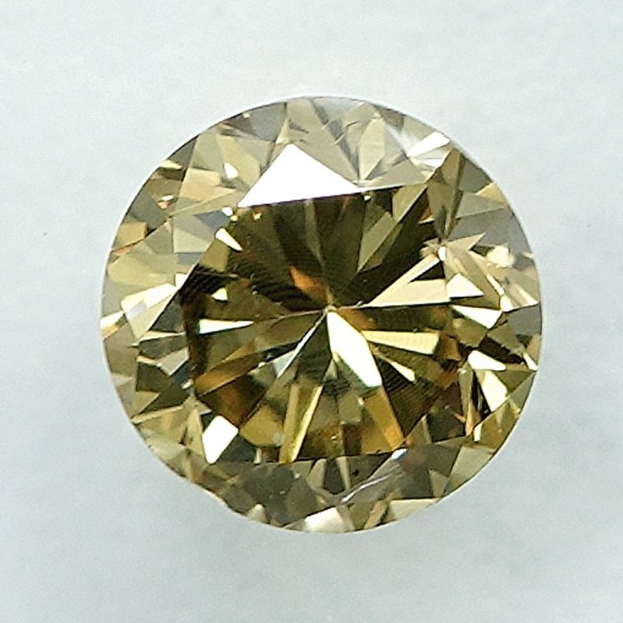 Diament - 0.53 ct - brylantowy - Natural Fancy Intense Brownish Yellow - SI2 (z nieznacznymi inkluzjami)