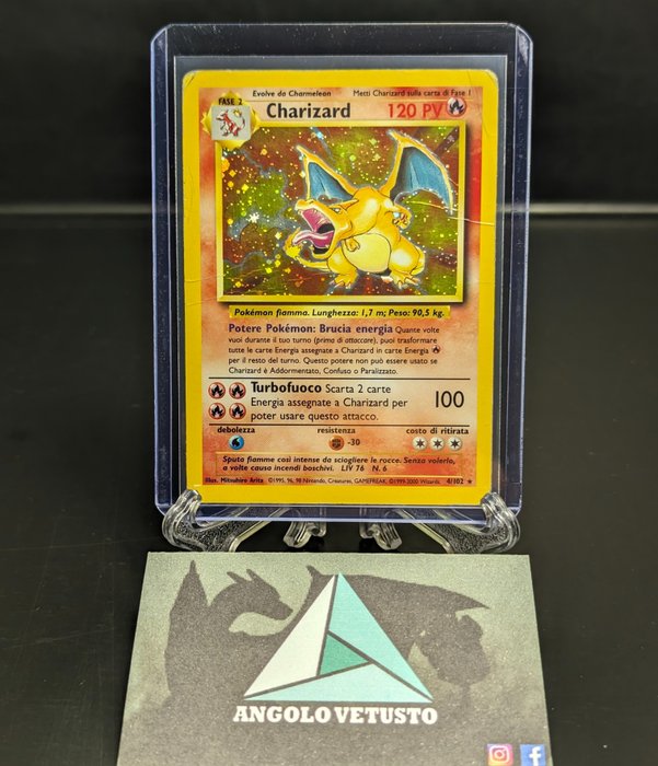 WOTC Pokémon - 1 Card - Pokémon WOTC - Charizard rara holo 4/102, Set Base ITA 2000 - Dracaufeu