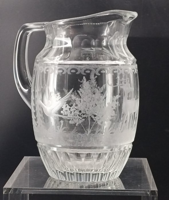 玻璃水瓶 - scène de chasse - 水晶