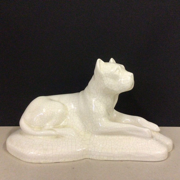 Escultura, Bulldog - Art Deco - 15 cm - ceramica esmaltada