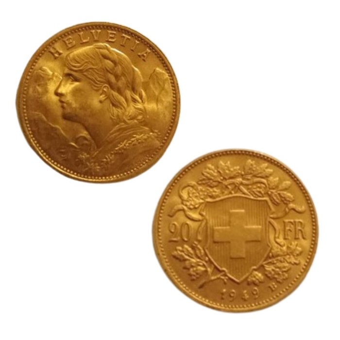 瑞士. 20 Franken 1849.