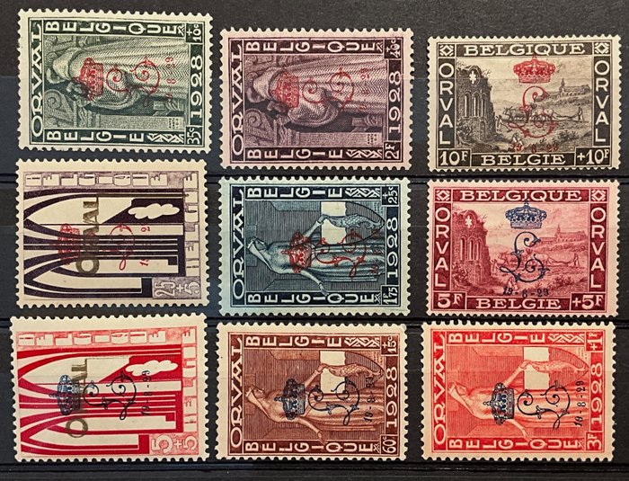 Belgio 1928 - Abbazia di Orval stampa "Primo Orval" "L e corona 19-8-29" - OBP 272A/272K - met keurmerken
