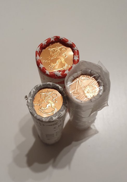 Finnland. 1 Cent / 2 Cent / 5 Cent 1999/2004 (150 monete) in 3 rotolini  (Ohne Mindestpreis)