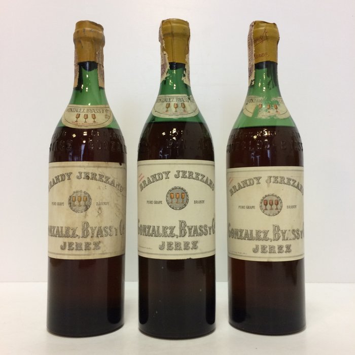 González Byass - Brandy Jerezano Tres Copas  - b. 1940er Jahre - n/a (75cl) - 3 flaschen