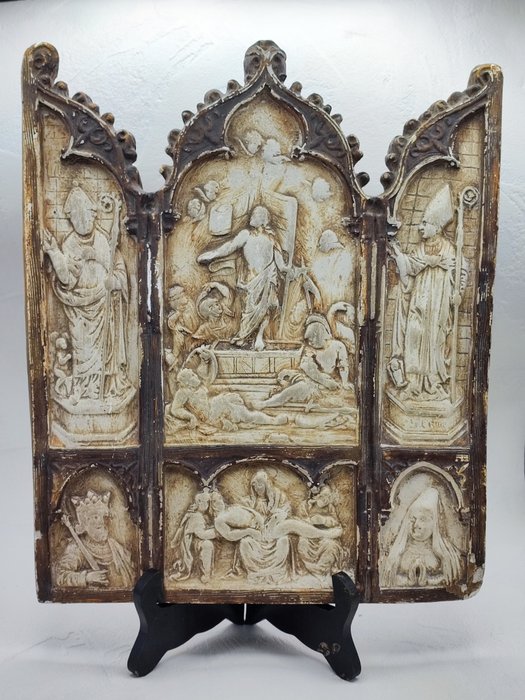 Skulptur, Sculpture en plâtre scènes religieuses - 33.3 cm - Gips