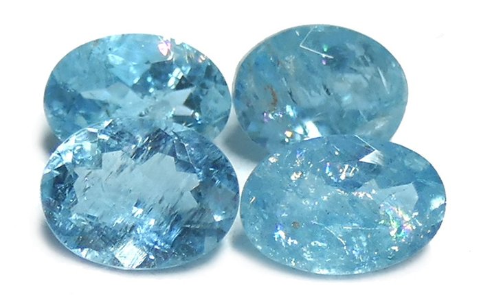 4 pcs  罕見的藍色海藍寶石 - 無底價 - 3.18 ct