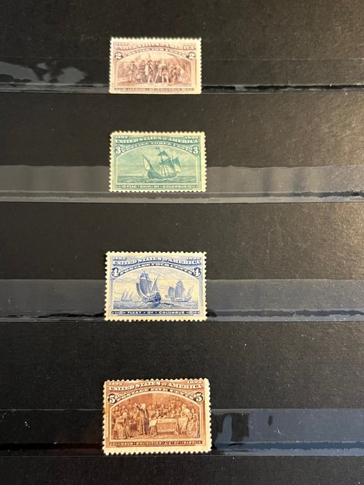Vereinigte Staaten von Amerika 1893/1893 - Satz mit 4 neuen Briefmarken ohne Gummi 2,3,4,5 Cent USA Columbian Commemoratives - Catalogue SCOTT cotés 331€