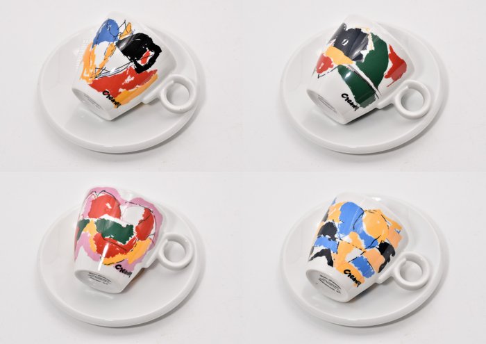 Jan Cremer - Tasse und Untertasse (4) - Perla Collectie espressokopjes - Keramik