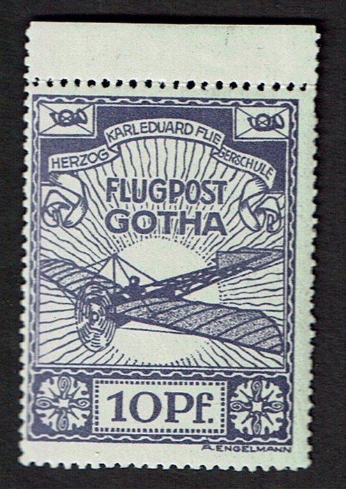 Império Alemão 1912 - Selo semi-oficial do correio aéreo - Michel 5