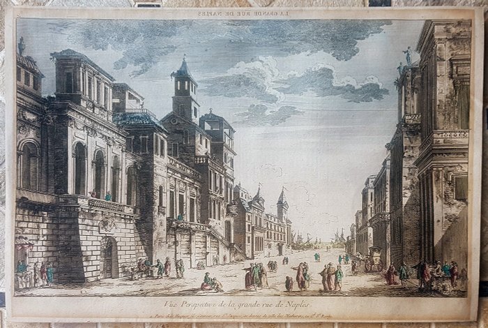 歐洲, 地圖 - 義大利 / 羅馬 / 那不勒斯; George Balthazar Probst - Veduta della Basilica di San Pietro / Veduta e prospetto della Grande Via di Napoli - 1751-1760