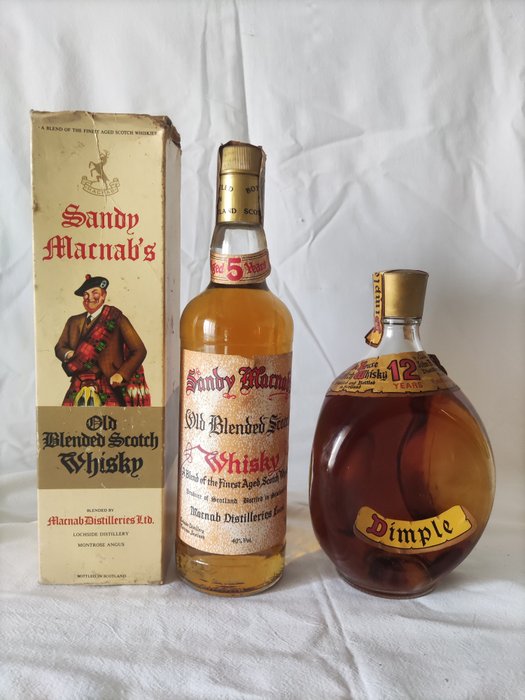 Sandy Macnab's 5 years old + Dimple 12 years old  - b. anii `70 - 75 cl - 2 sticle