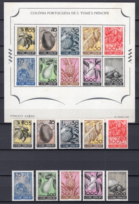 Sao Tome és Principe 1948 - Postai bélyeg gyümölcs **/MNH készlet és blokk - Michel 352/361, Block 1