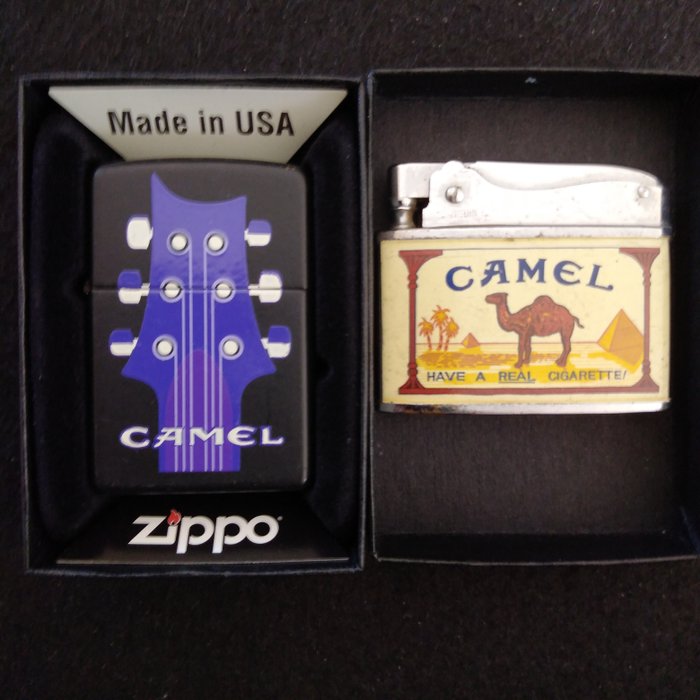 Zippo  - 2 Camel Feuerzeuge für Liebhaber und Sammler - Taschenfeuerzeug - Metall  -  (2)