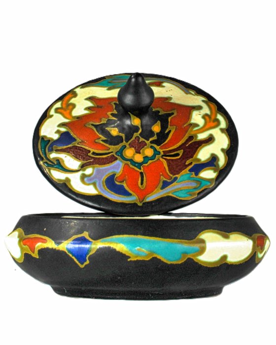 'Regina' Gouda P.A. Kwint - Bonbonkorb - Dekor 'Rosario' - Keramik