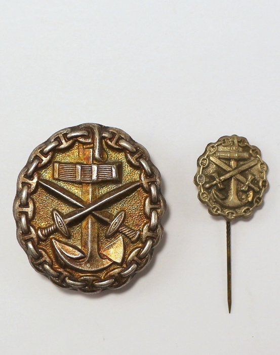 Allemagne - Écussons - Naval Wound Badge with Miniature - Début du XXe siècle (Première Guerre Mondiale)