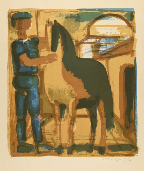 Oleg Zinger (1910-1998) - Homme et cheval