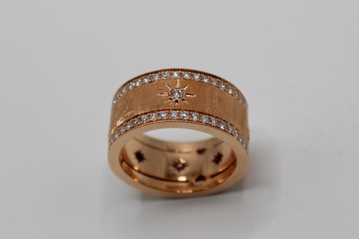 戒指 - 18K包金 玫瑰金 -  0.15 tw. 钻石  (天然) - 钻石 