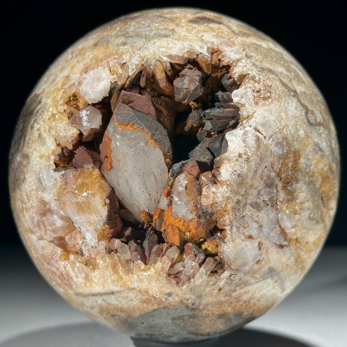 NINCS RENDELÉSÁR - Gyönyörű kristálykvarc nagy tüskékkel Gömb egyedi állványon- 2200 g - (1)