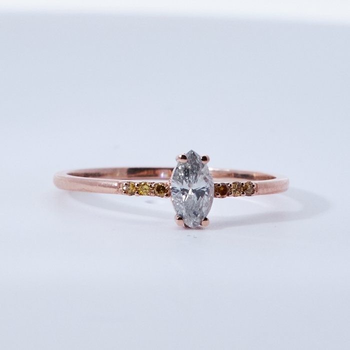 Ohne Mindestpreis - Ring Roségold Diamant  (Natürlich) 