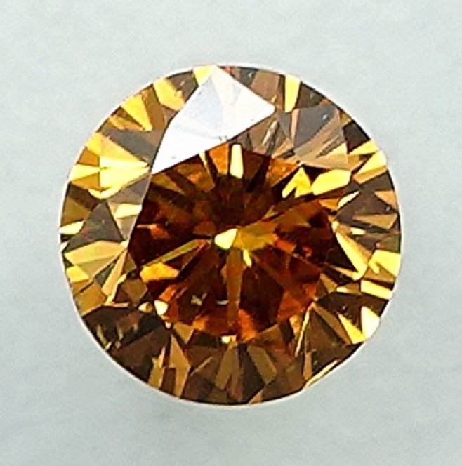 Diamond - 0.18 ct - Μπριγιάν - Natural Fancy Intense Orangy Yellow - SI2