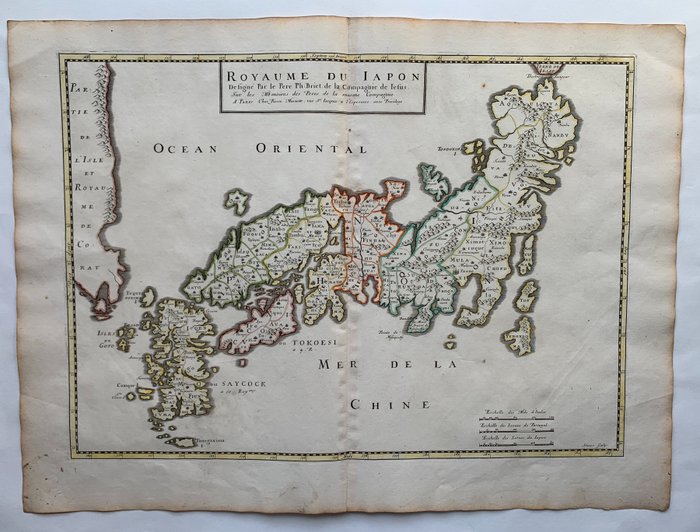 Asie, Carte - Japon; N. Sanson / P. Mariette - Royaume du japon designé par le pere ph: Briet. de la compagnie de Iesus. sur les memoires des peres - 1661-1680